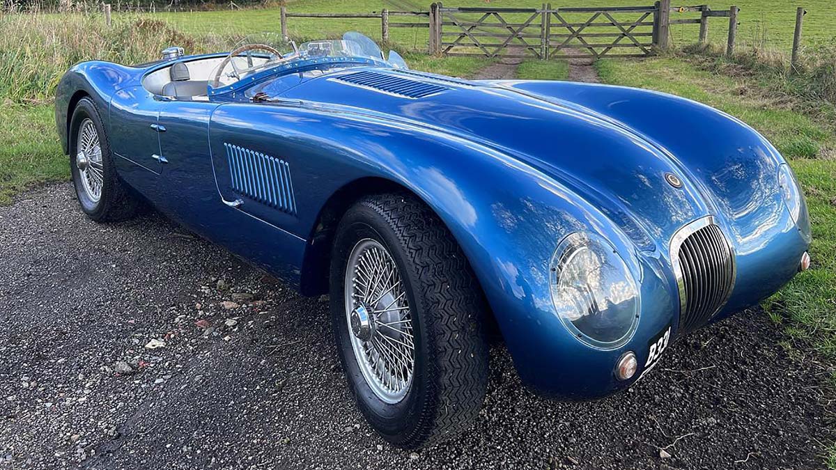 Classic Vintage blue Jaguar C Type at Country Classic Cars